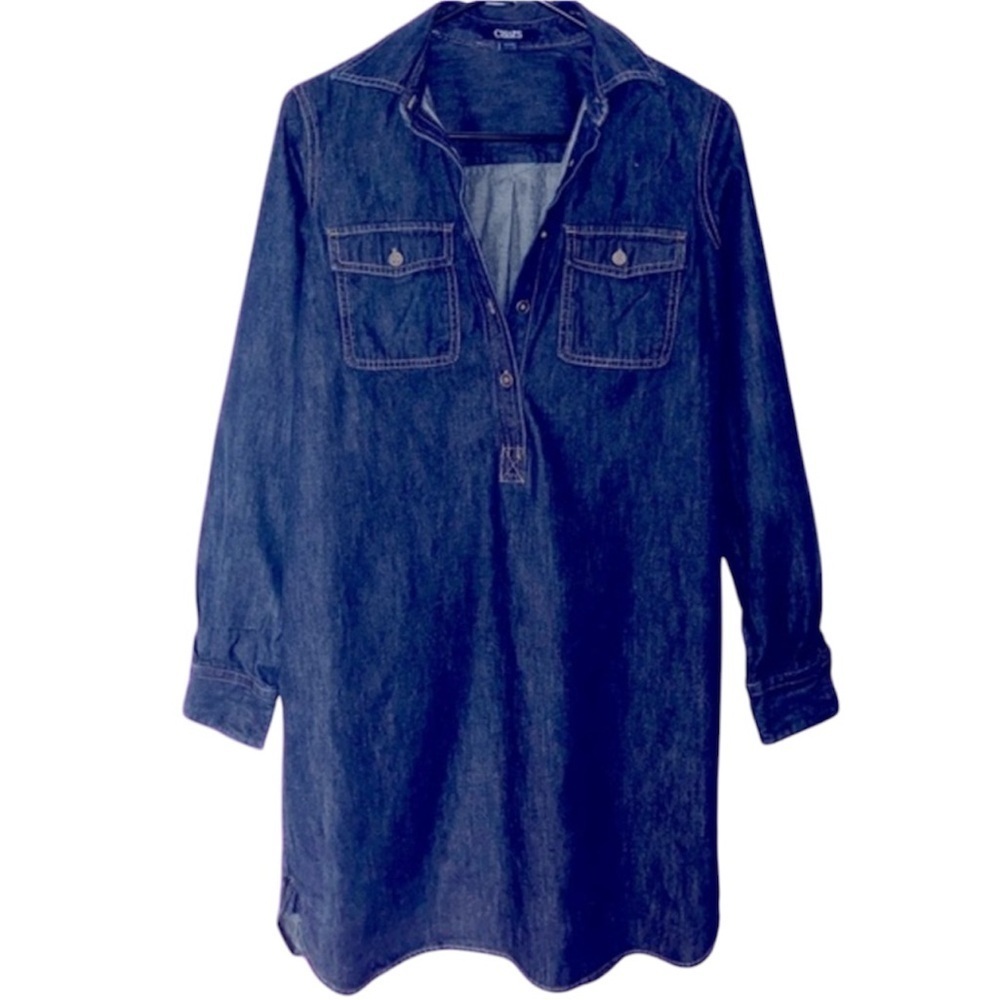 NWOT- Chaps L/S Drapey denim shirtdress.